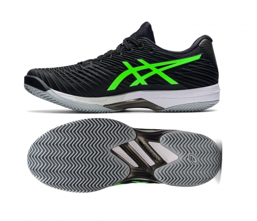 Pánská tenisová obuv Asics Solution Speed FF 2 Clay antuková 1041A187-003 černo-zelená Pánská tenisová obuv Asics Solution Speed FF 2 Clay antuková 1041A187-003 černo-zelená