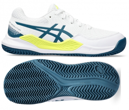 Dětská antuková obuv Asics Gel Resolution 9 GS Clay 1044A068-102 bílo-zelená Dětská antuková obuv Asics Gel Resolution 9 GS Clay 1044A068-102 bílo-zelená