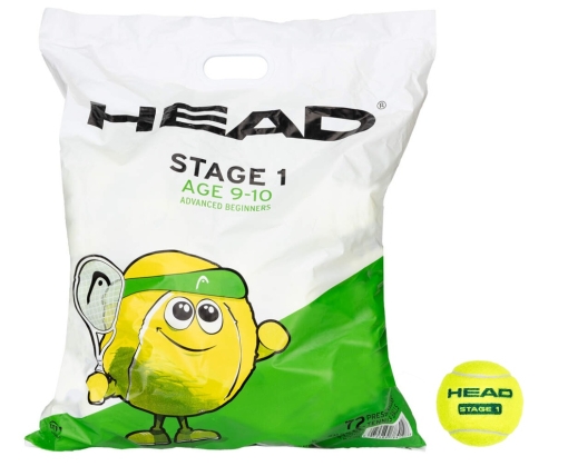 Dětské tenisové míče HEAD STAGE 1 GREEN Polybag 72