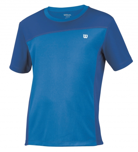 Dětské tenisové tričko Wilson Rush Colorblock Crew modré WR2015550 Dětské tenisové tričko Wilson Rush Colorblock Crew modré WR2015550