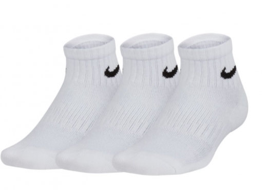 Juniorské tenisové ponožky Nike Cushioned DriFit bílé SX6844-100 Juniorské tenisové ponožky Nike Cushioned DriFit bílé SX6844-100