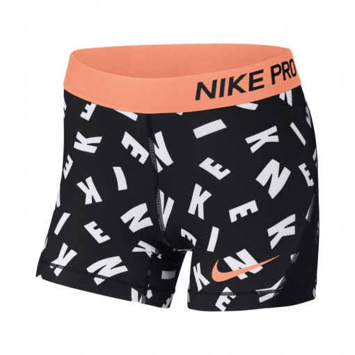 Dívčí kraťasy Nike Pro Training Short AH3951-010 černé s nápisy Dívčí kraťasy Nike Pro Training Short AH3951-010 černé s nápisy