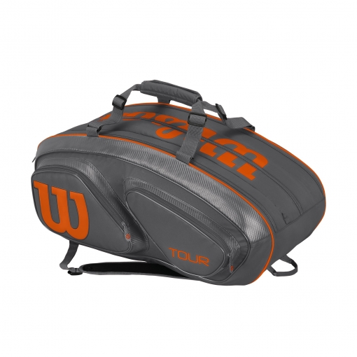 Tennistasche Wilson TOUR V 15 GYOR grau orange Tennistasche Wilson TOUR V 15 GYOR grau orange