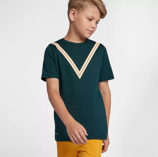 Dětské tenisové tričko Nike RF Dri-FIT RF AQ0326-372 zelené Dětské tenisové tričko Nike RF Dri-FIT RF AQ0326-372 zelené