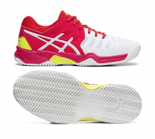 Dětská antuková obuv Asics Gel Resolution 7 Clay GS C800Y-116 bílo-růžová Dětská antuková obuv Asics Gel Resolution 7 Clay GS C800Y-116 bílo-růžová