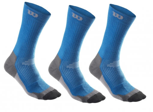 Tenisové ponožky Wilson High-End CREW Sock 3 páry modré Tenisové ponožky Wilson High-End CREW Sock 3 páry modré