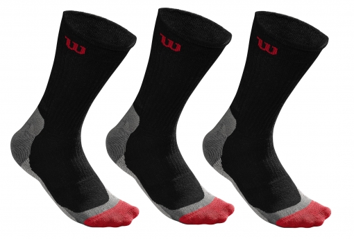 Tenisové ponožky Wilson High-End CREW Sock 3 páry černé Tenisové ponožky Wilson High-End CREW Sock 3 páry černé