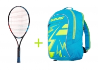 Kinder Tennisschläger Babolat BALLFIGHTER 25 + Kinderrucksack Babolat Junior Club Backpack blau Kinder Tennisschläger Babolat BALLFIGHTER 25 + Kinderrucksack Babolat Junior Club Backpack blau