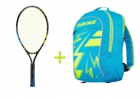 Kinder Tennisschläger Babolat BALLFIGHTER 23 + Kinderrucksack Babolat Junior Club Backpack blue Kinder Tennisschläger Babolat BALLFIGHTER 23 + Kinderrucksack Babolat Junior Club Backpack blue