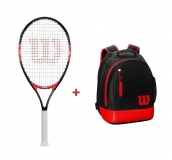 Kinder Tennisschläger Wilson FEDERER 26 + Kinderrucksack Wilson Youth Backback rot Kinder Tennisschläger Wilson FEDERER 26 + Kinderrucksack Wilson Youth Backback rot