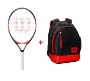 Kinder Tennisschläger Wilson FEDERER 23 + Kinderrucksack Wilson Youth Backpack rot Kinder Tennisschläger Wilson FEDERER 23 + Kinderrucksack Wilson Youth Backpack rot